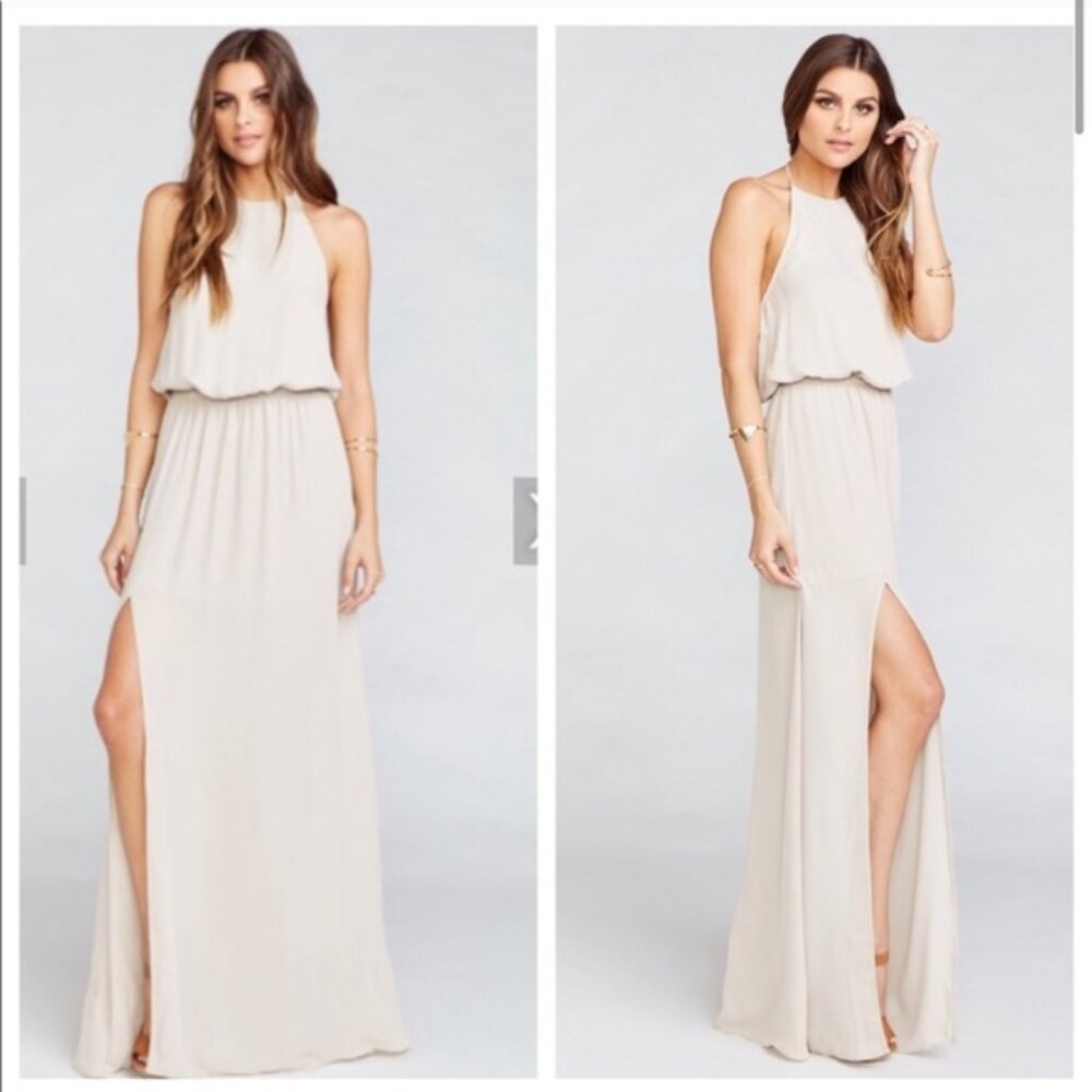New Show Me Your MuMu Cream Heather Halter Maxi Dress Size M